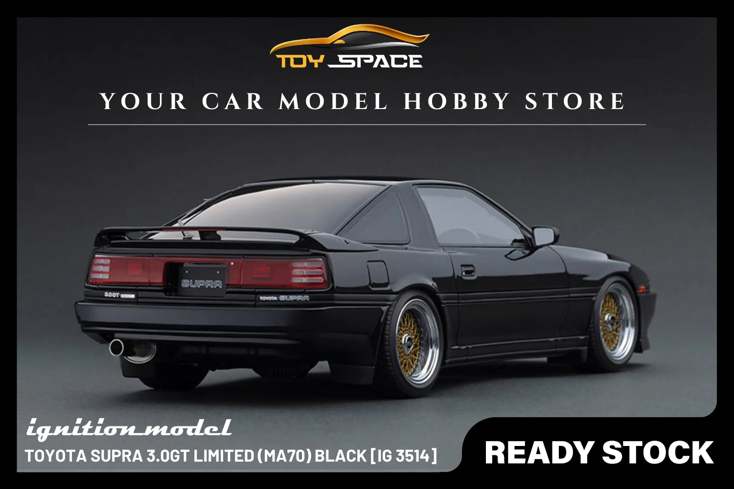 [IGNITION MODEL] 1/18 Toyota Supra 3.0GT LIMITED (MA70) Black [IG3514] - Toy Space Diecast Online Store Singapore