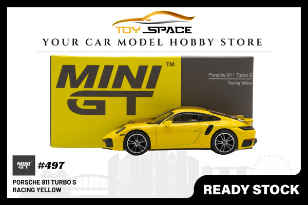 Mini GT Porsche 911 Turbo S Racing Yellow (RHD) - Toy Space Diecast Online Store Singapore