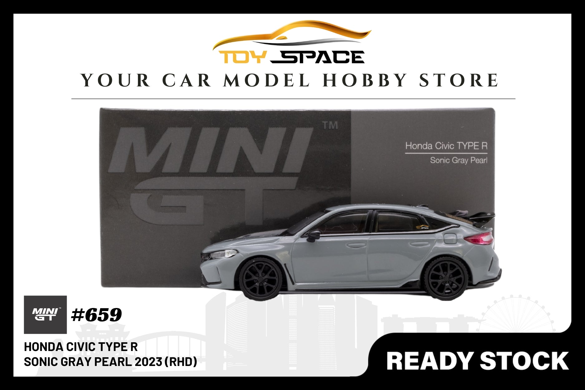 Mini GT Honda Civic Type R Sonic Gray Pearl 2023 (RHD)