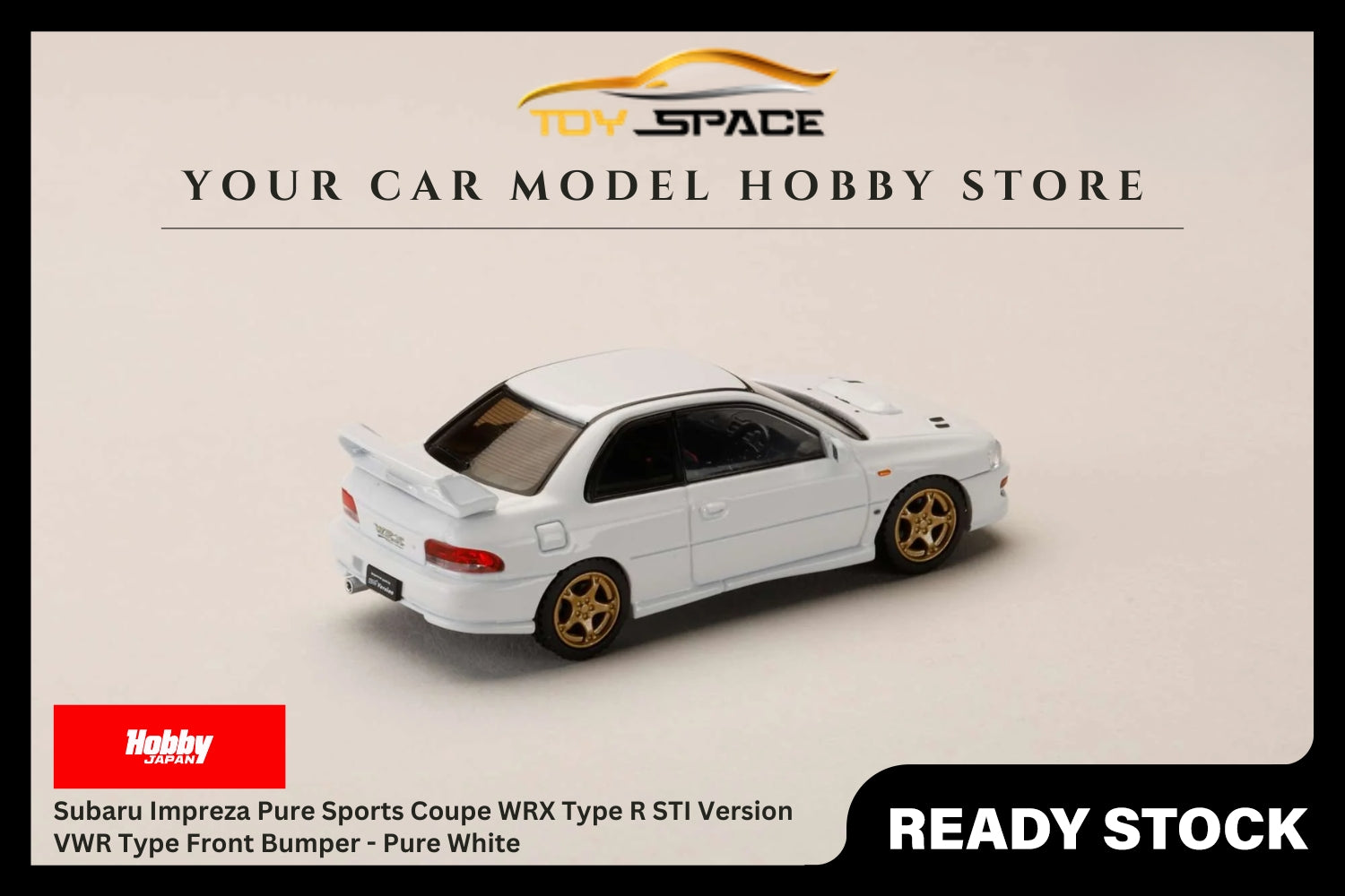 [HOBBY JAPAN] 1:64 Subaru Impreza Pure Sports Coupe WRX Type R STI Version VWR Type Front Bumper - Pure White