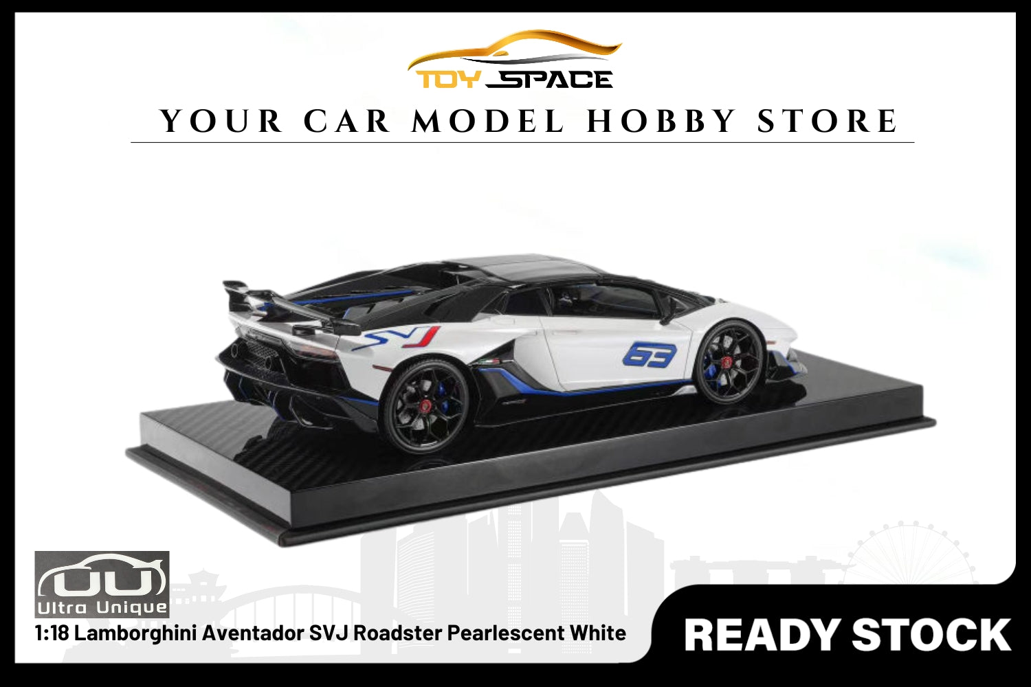 [ULTRA UNIQUE] 1:18 Lamborghini Aventador SVJ Roadster Pearlescent White