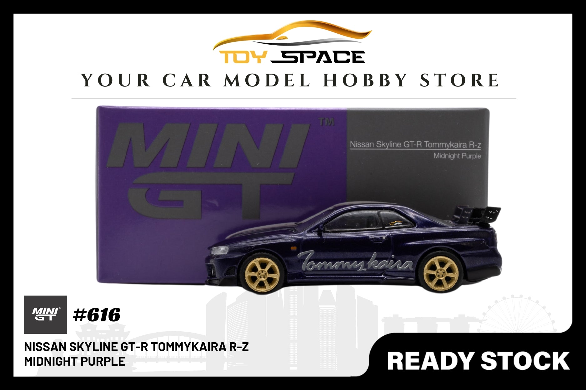 Mini GT Nissan Skyline GT-R (R34) Tommykaira R-Z Midnight Purple (RHD)