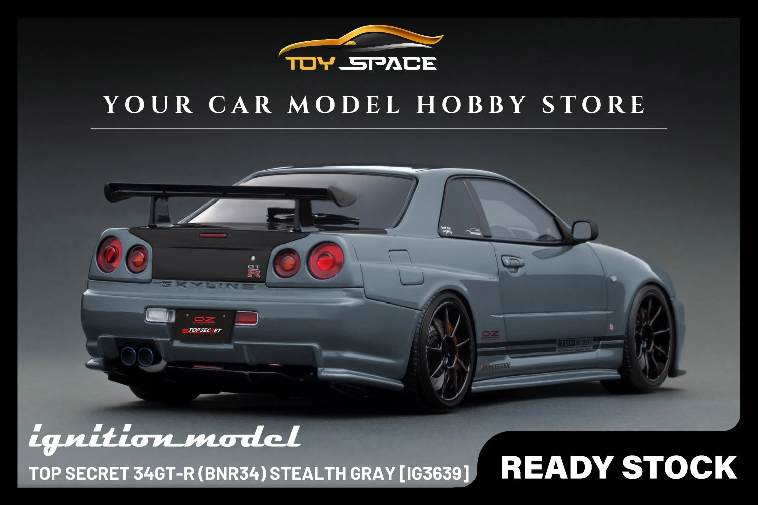 [IGNITION MODEL] 1:18 TOP SECRET 34GT-R (BNR34) Stealth Gray [IG3639]