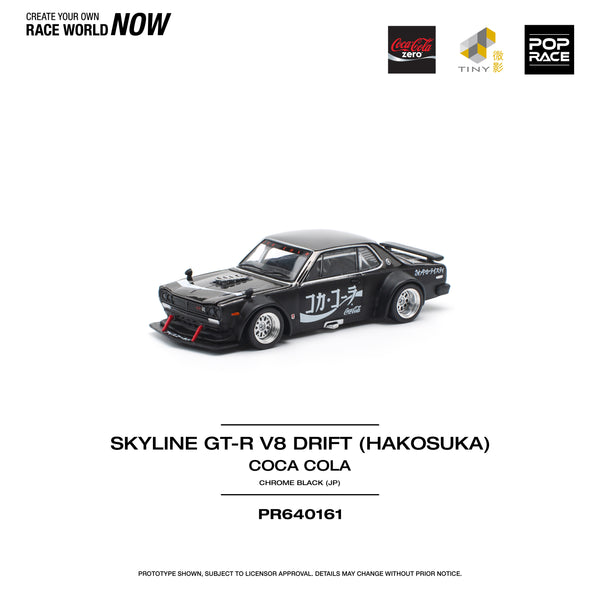 [POP RACE] 1:64 Skyline GT-R Drift (Hakosuka) - Coca Cola Zero JP Black Chrome