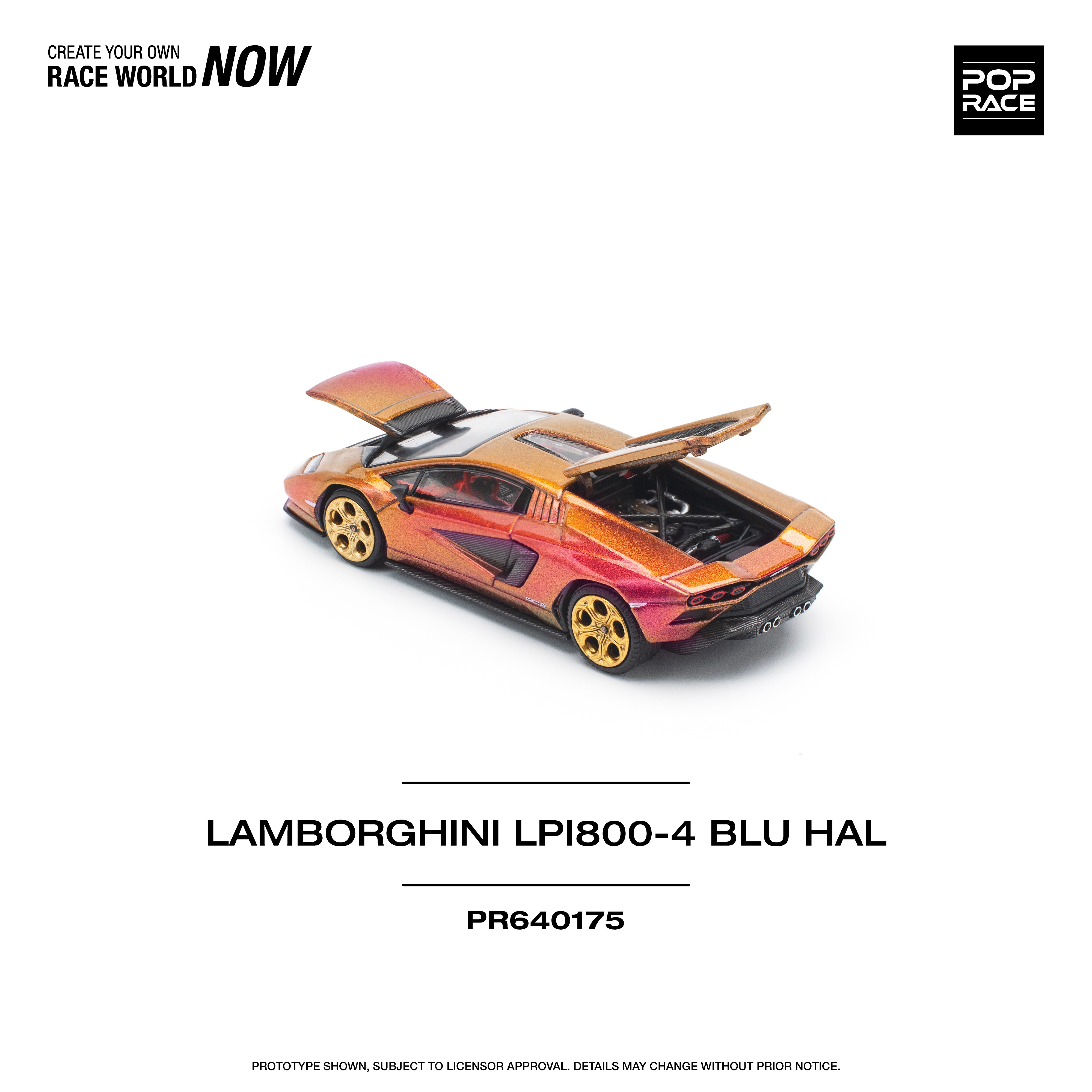 [POP RACE] 1:64 Lamborghini Countach LP 800-4 - Blu Hal