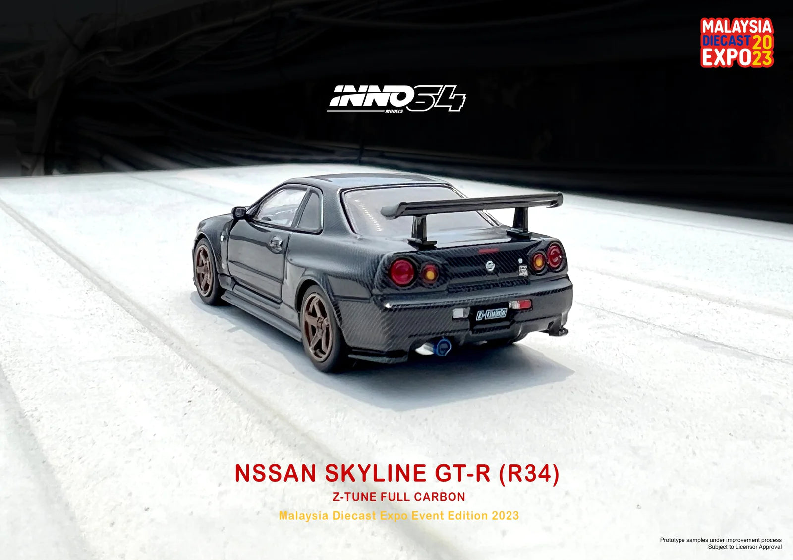 Inno64 Nissan Skyline GT-R (R34) Z-Tune Full Carbon Black Malaysia EXPO 2023