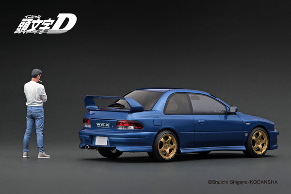 [IGNITION MODEL] 1:18 INITIAL D Subaru Impreza WRX Type R STi Version V (GC8) Blue With Mr.Bunta [IG3538]