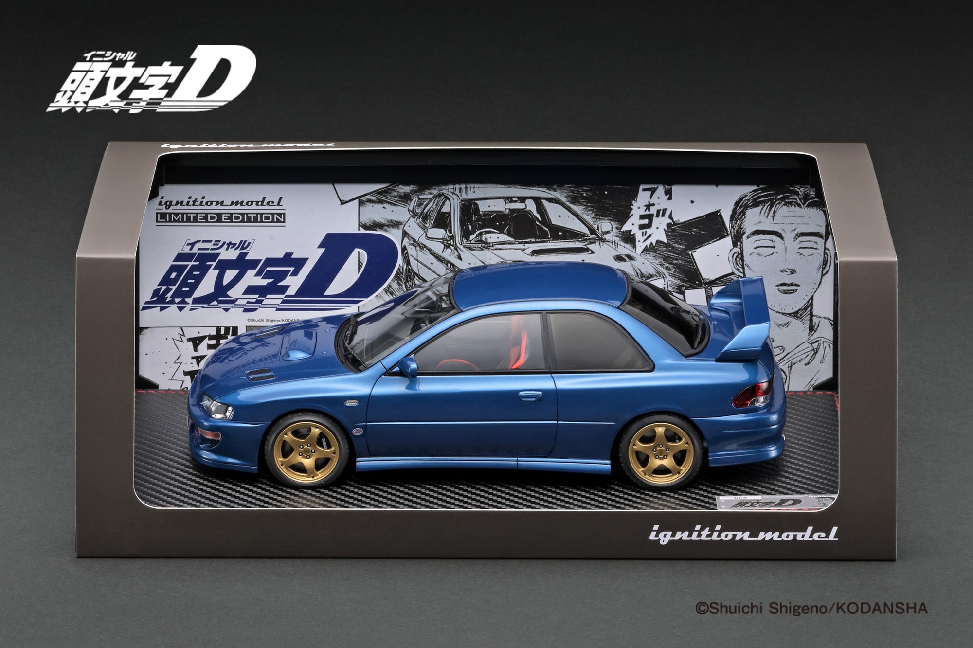 [IGNITION MODEL] 1:18 INITIAL D Subaru Impreza WRX Type R STi Version V (GC8) Blue With Mr.Bunta [IG3538]