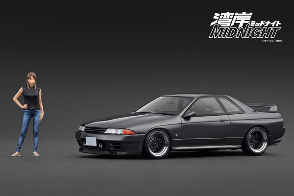 [IGNITION MODEL] 1:18 Nissan Skyline GT-R (R32) Gun Metallic MIDNIGHT Reina's R With Ms.Reina Akikawa [IG3595]