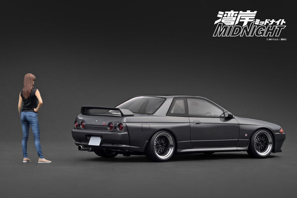 [IGNITION MODEL] 1:18 Nissan Skyline GT-R (R32) Gun Metallic MIDNIGHT Reina's R With Ms.Reina Akikawa [IG3595]