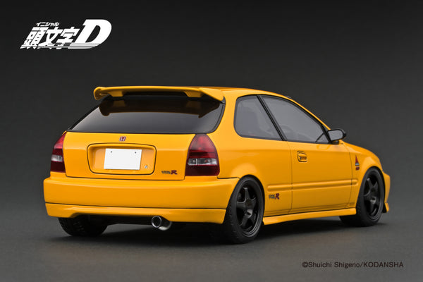 [IGNITION MODEL] 1:18 INITIAL D Honda Civic (EK9) Type R Yellow With Carbon Bonnet [IG3629]