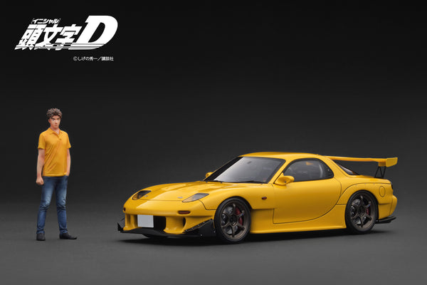[IGNITION MODEL] 1:18 INITIAL D Mazda RX-7 (FD3S) Yellow With Mr. Keisuke Takahashi [IG3800]