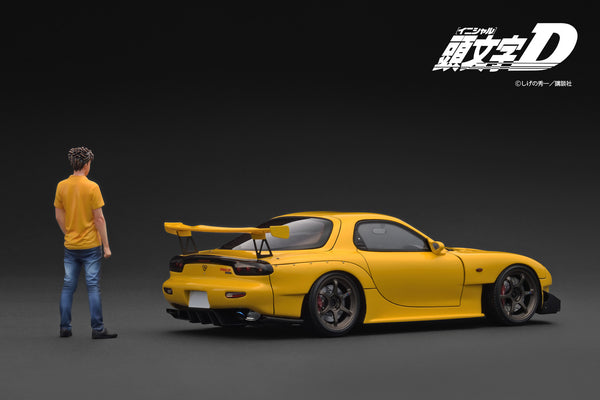 [IGNITION MODEL] 1:18 INITIAL D Mazda RX-7 (FD3S) Yellow With Mr. Keisuke Takahashi [IG3800]