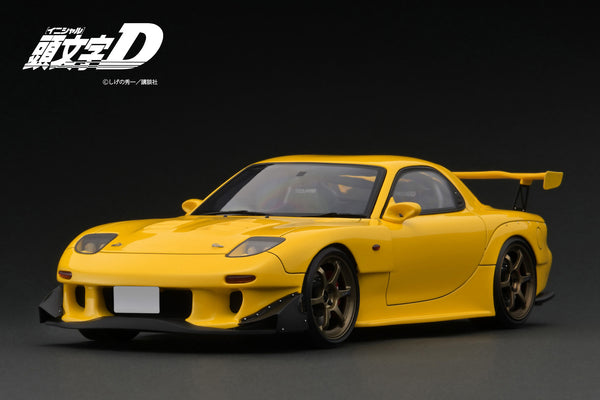 [IGNITION MODEL] 1:18 INITIAL D Mazda RX-7 (FD3S) Yellow With Mr. Keisuke Takahashi [IG3800]