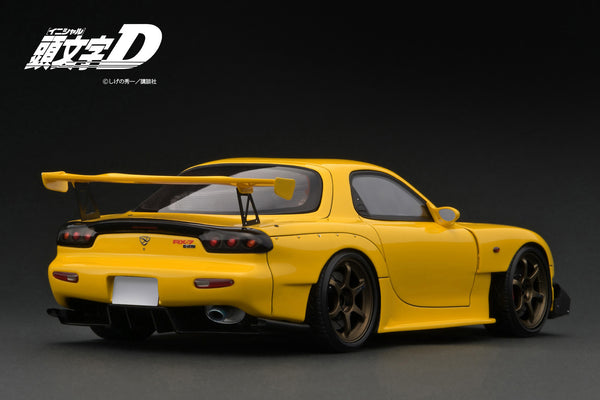 [IGNITION MODEL] 1:18 INITIAL D Mazda RX-7 (FD3S) Yellow With Mr. Keisuke Takahashi [IG3800]