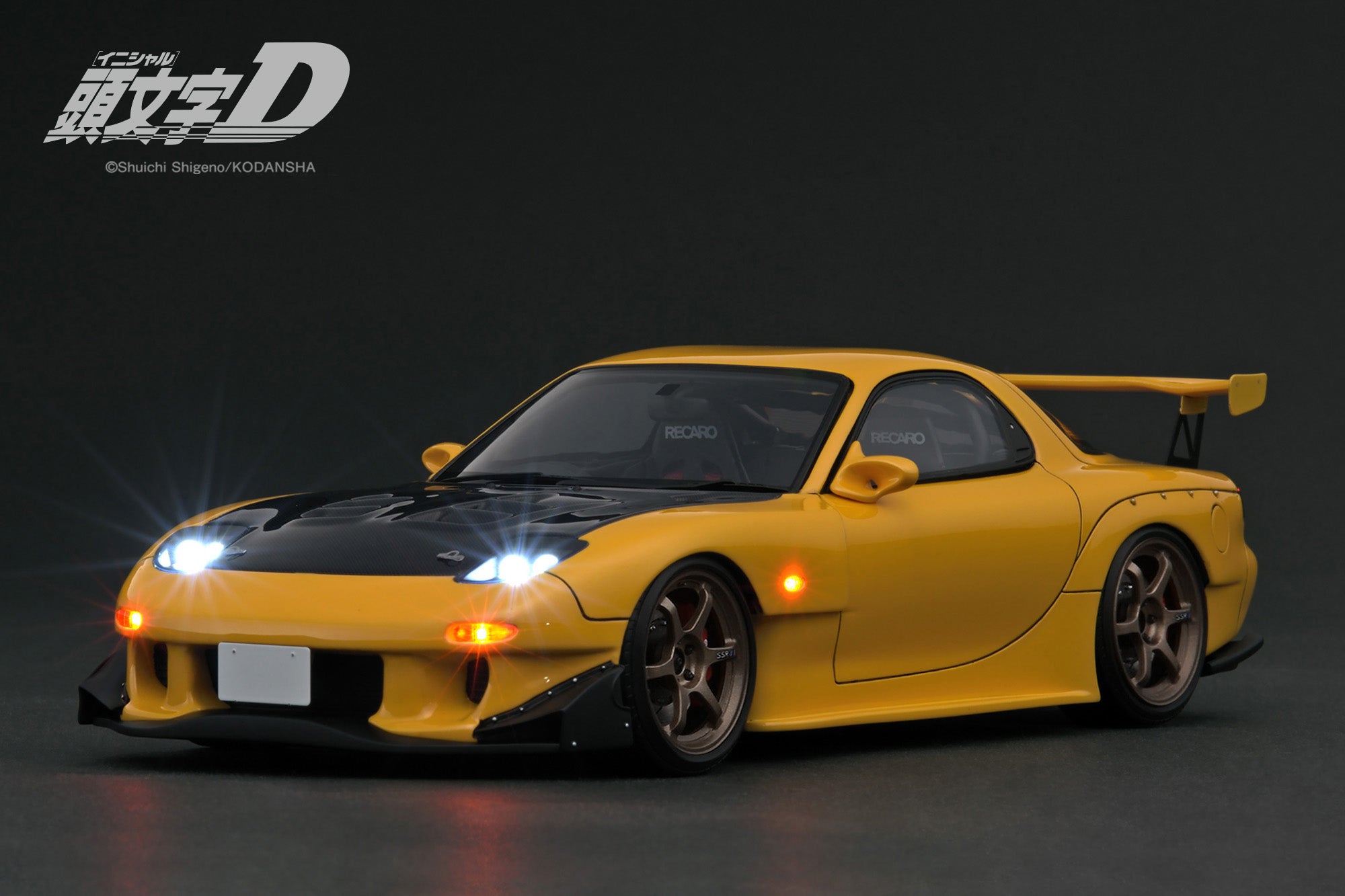 [IGNITION MODEL] 1:18 INITIAL D Mazda RX-7 (FD3S) Yellow With LED Light [IG3801]