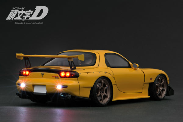 [IGNITION MODEL] 1:18 INITIAL D Mazda RX-7 (FD3S) Yellow With LED Light [IG3801]