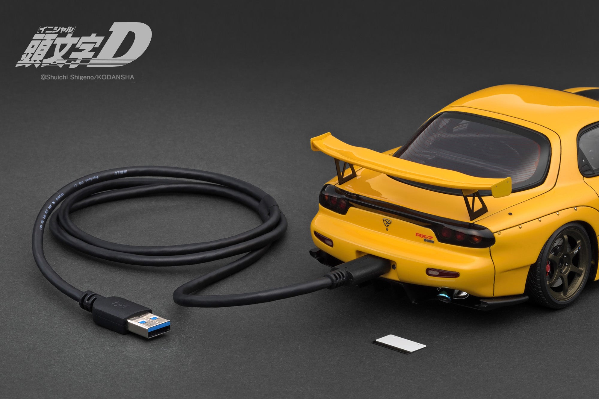 [IGNITION MODEL] 1:18 INITIAL D Mazda RX-7 (FD3S) Yellow With LED Light [IG3801]