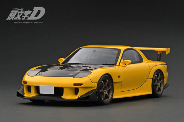 [IGNITION MODEL] 1:18 INITIAL D Mazda RX-7 (FD3S) Yellow With LED Light [IG3801]