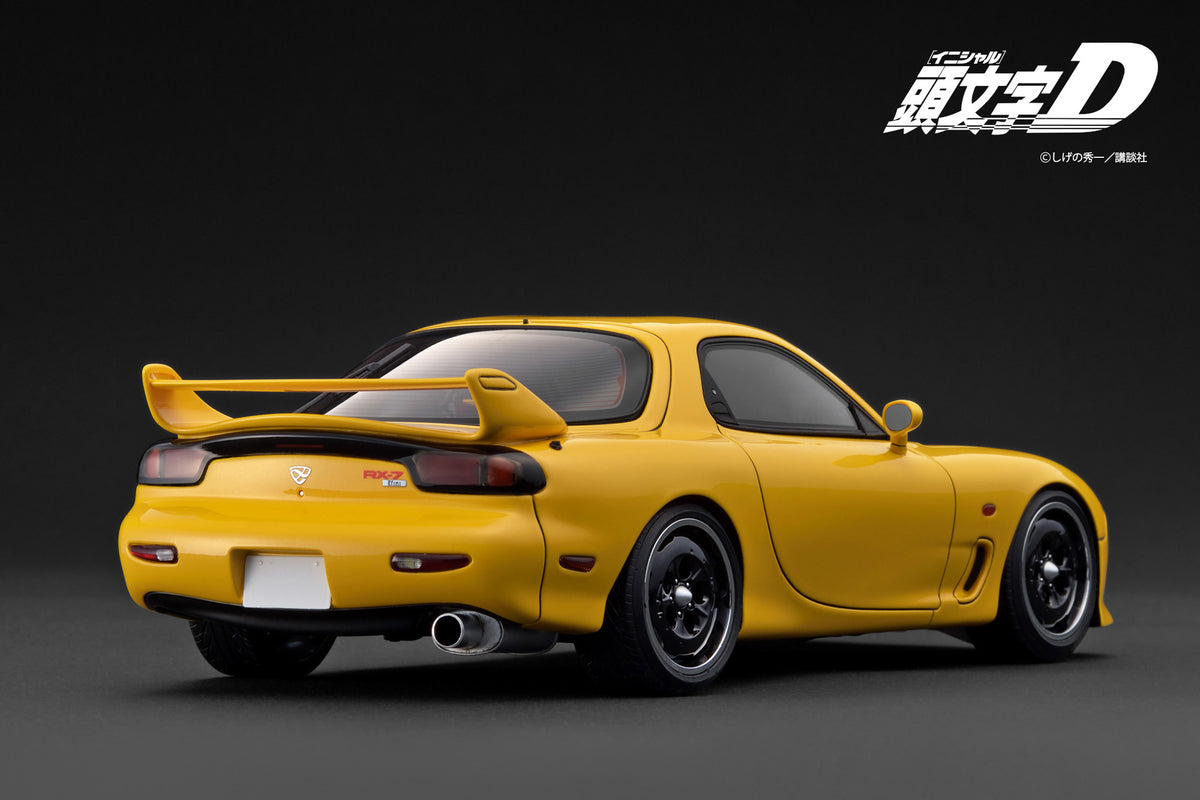 [IGNITION MODEL] 1:18 INITIAL D Mazda RX-7 Mazda Speed A-Spec (FD3S) Yellow Sound & LED Version [IG3940] - Toy Space Diecast Online Store Singapore
