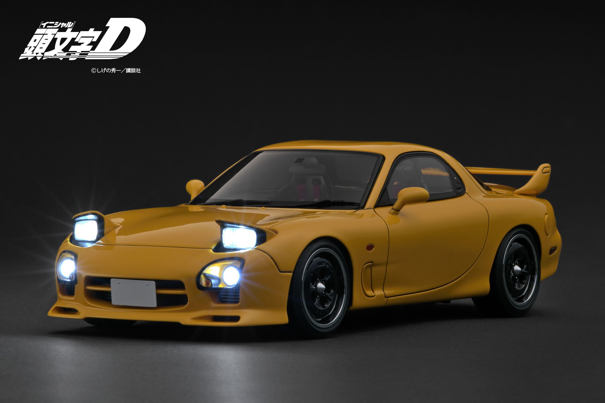 [IGNITION MODEL] 1:18 INITIAL D Mazda RX-7 Mazda Speed A-Spec (FD3S) Yellow Sound & LED Version [IG3940]