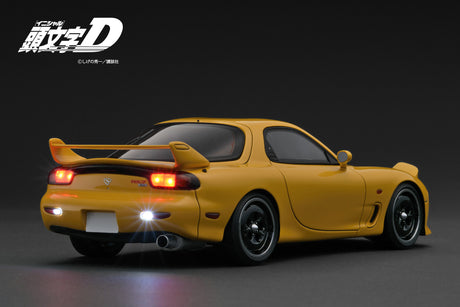 [IGNITION MODEL] 1:18 INITIAL D Mazda RX-7 Mazda Speed A-Spec (FD3S) Yellow Sound & LED Version [IG3940] - Toy Space Diecast Online Store Singapore