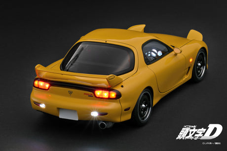 [IGNITION MODEL] 1:18 INITIAL D Mazda RX-7 Mazda Speed A-Spec (FD3S) Yellow Sound & LED Version [IG3940] - Toy Space Diecast Online Store Singapore