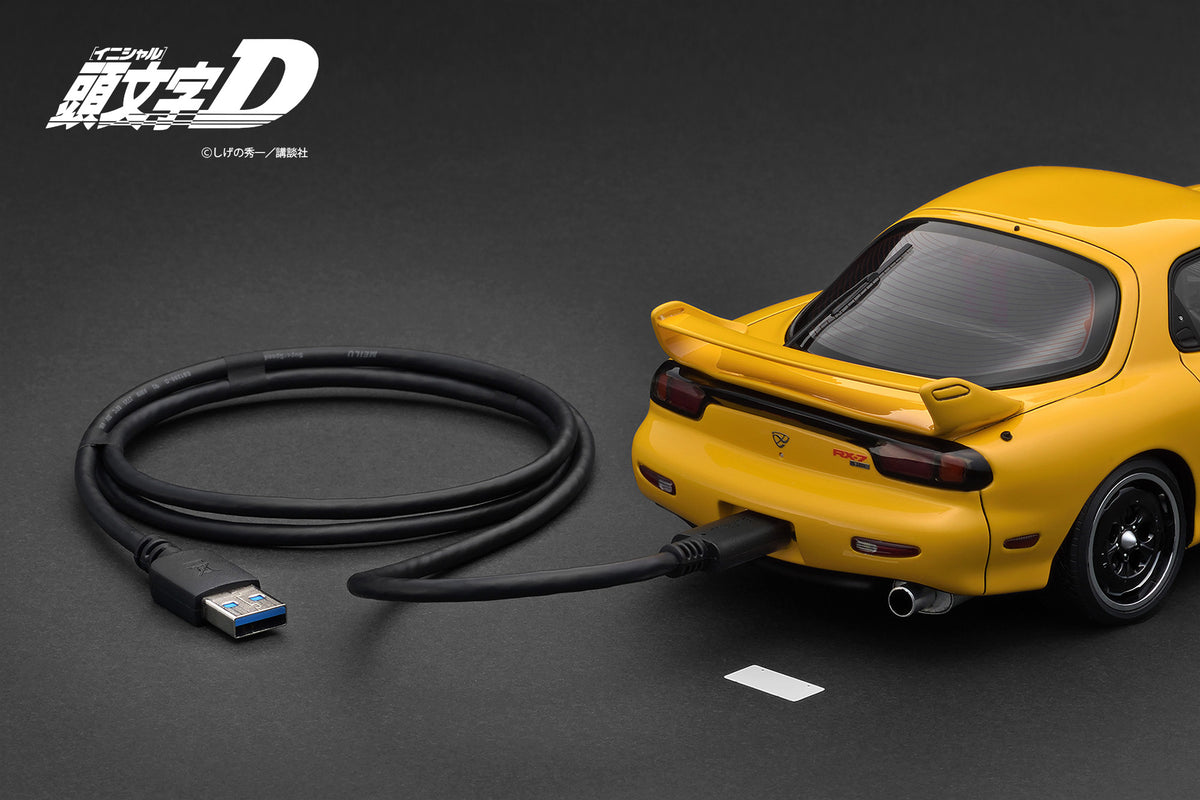 [IGNITION MODEL] 1:18 INITIAL D Mazda RX-7 Mazda Speed A-Spec (FD3S) Yellow Sound & LED Version [IG3940] - Toy Space Diecast Online Store Singapore