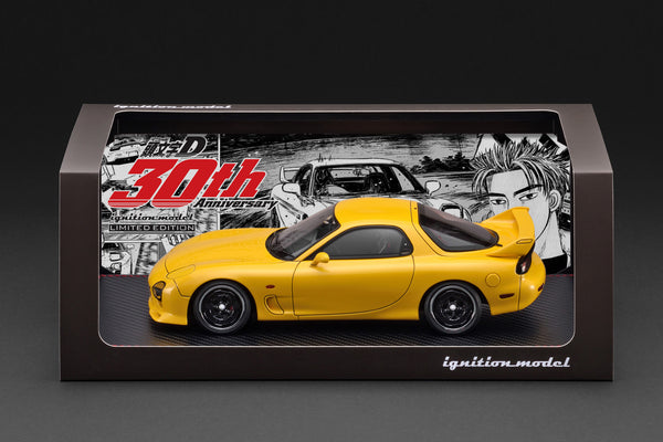 [IGNITION MODEL] 1:18 INITIAL D Mazda RX-7 Mazda Speed A-Spec (FD3S) Yellow Sound & LED Version [IG3940]
