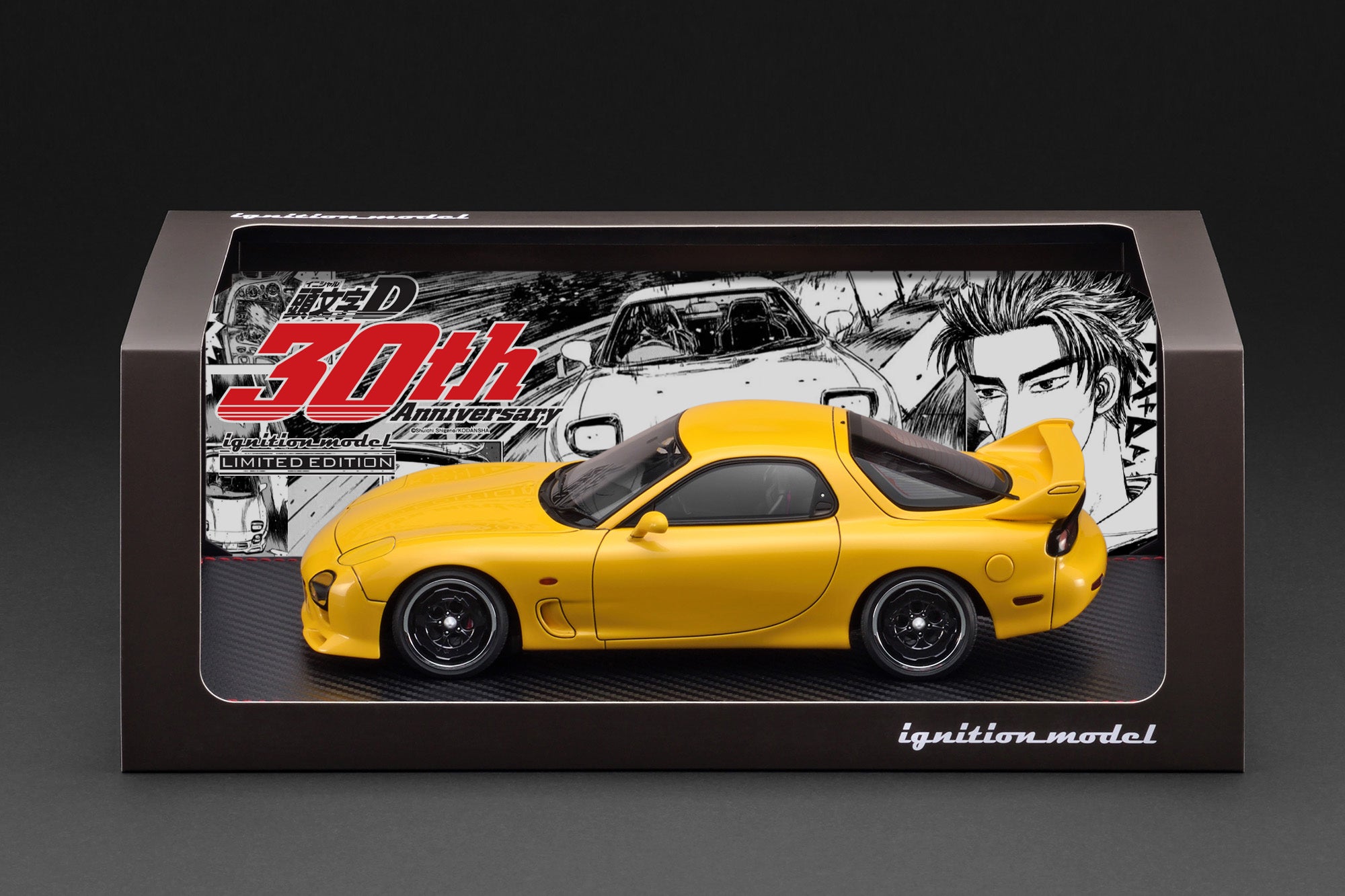 [IGNITION MODEL] 1:18 INITIAL D Mazda RX-7 Mazda Speed A-Spec (FD3S) Yellow With Mr. Keisuke Takahashi [IG3941]