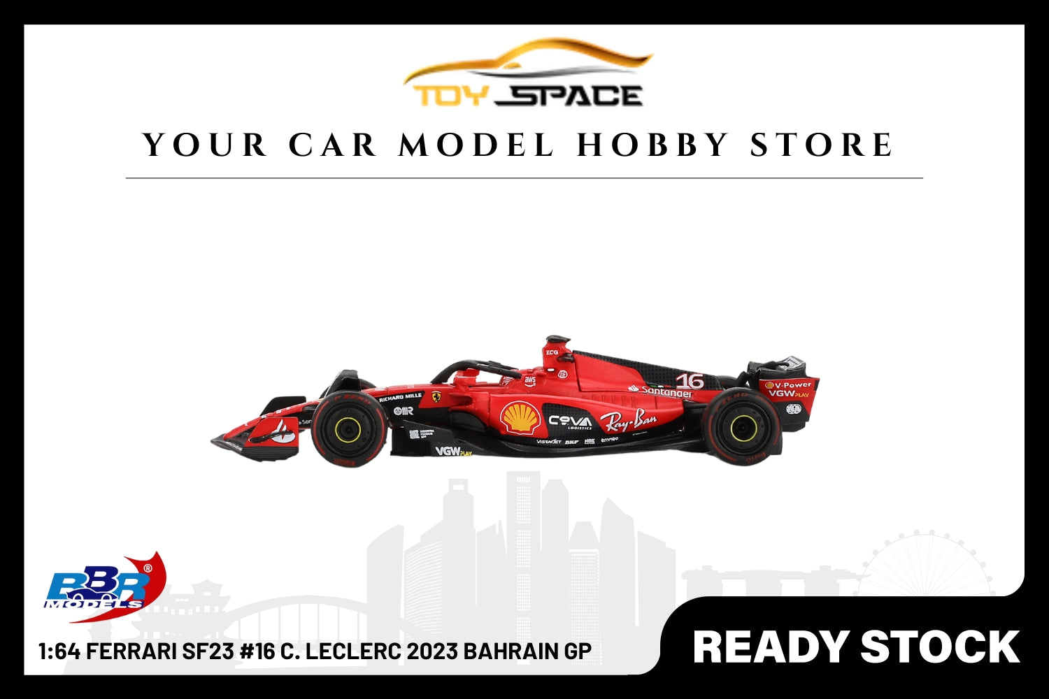 [BBR MODELS] 1:64 Ferrari SF23 #16 C. Leclerc 2023 Bahrain GP
