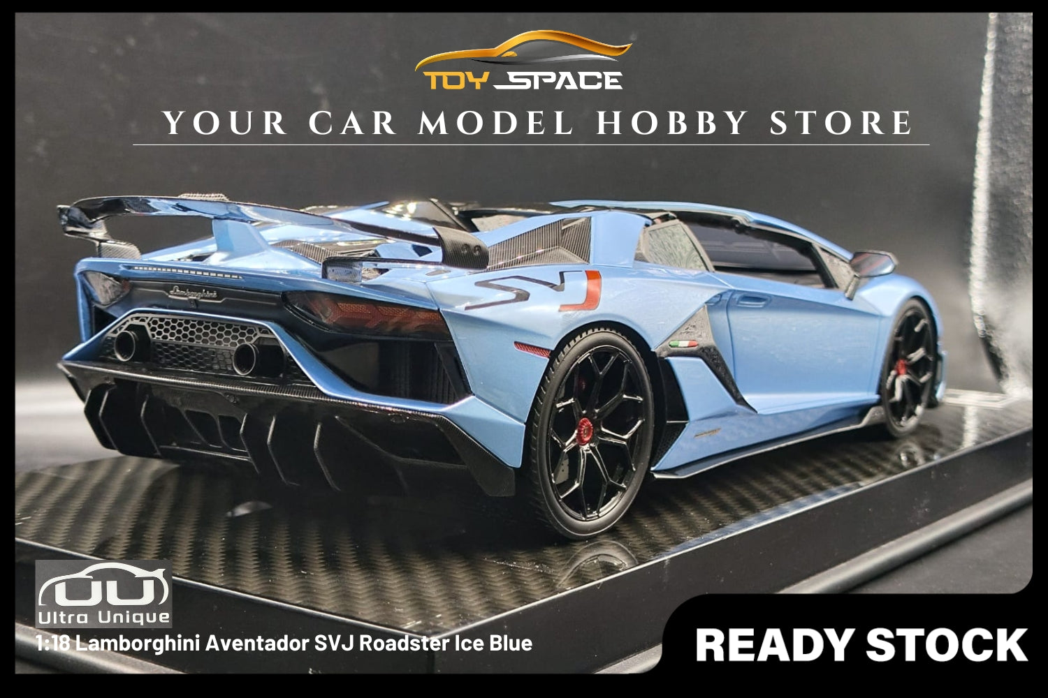 [ULTRA UNIQUE] 1:18 Lamborghini Aventador SVJ Roadster Ice Blue