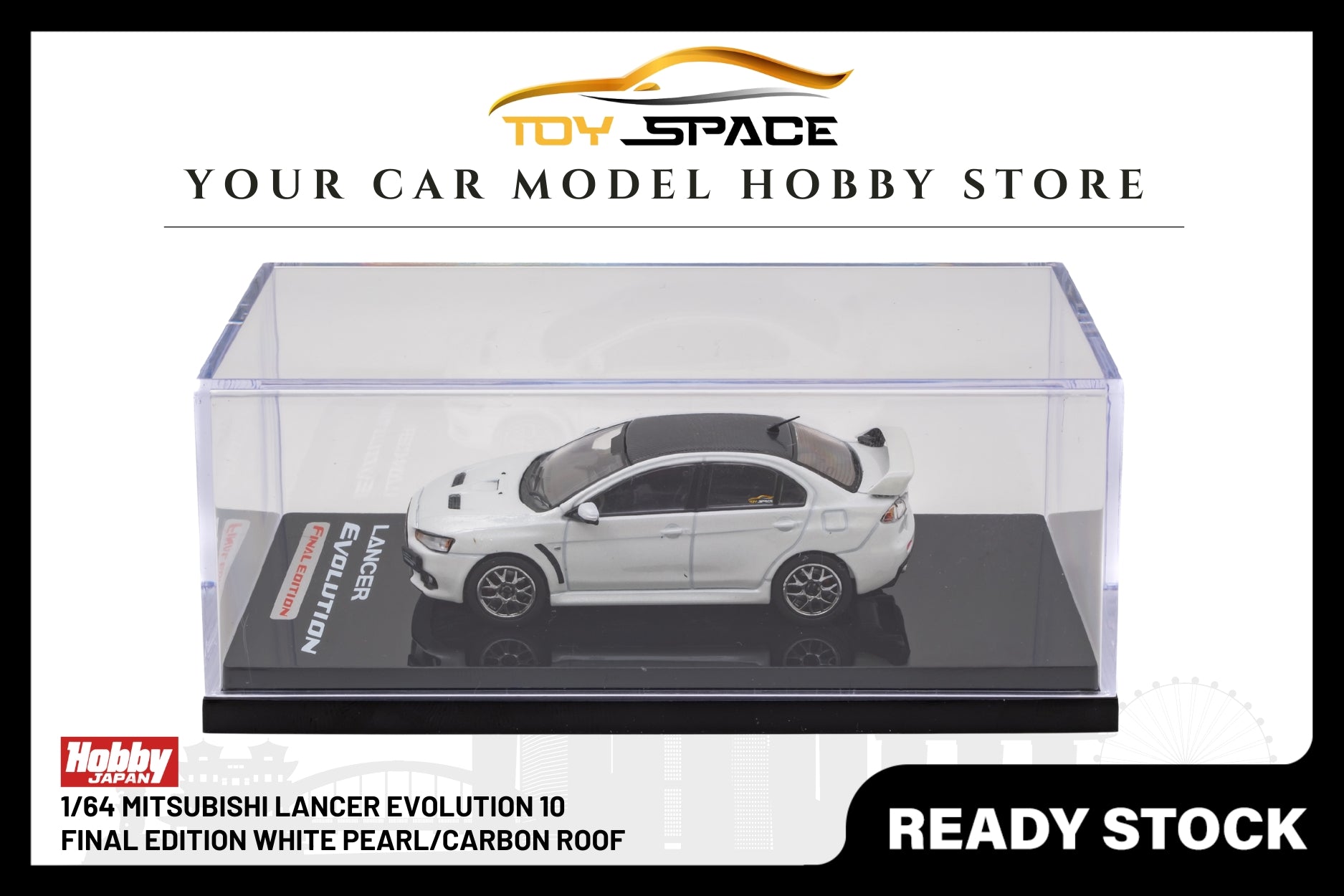 [HOBBY JAPAN] 1/64 Mitsubishi Lancer Evolution 10 Final Edition White Pearl/Carbon Roof