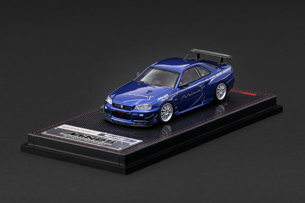 [IGNITION MODEL] 1:64 Nissan Skyline GT-R Mine's (R34) Blue Metallic [IG4094]