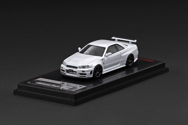 [IGNITION MODEL] 1:64 Nissan Skyline GT-R (BNR34) Nismo Customized White Metallic [IG4175] - Toy Space Diecast Online Store Singapore