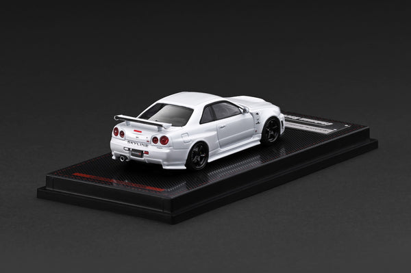 [IGNITION MODEL] 1:64 Nissan Skyline GT-R (BNR34) Nismo Customized White Metallic [IG4175] - Toy Space Diecast Online Store Singapore