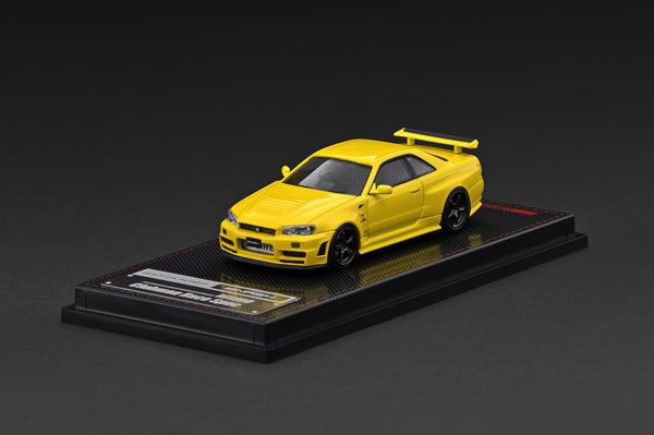 [IGNITION MODEL] 1:64 Nissan Skyline GT-R (BNR34) Nismo Customized Yellow Metallic [IG4176] - Toy Space Diecast Online Store Singapore