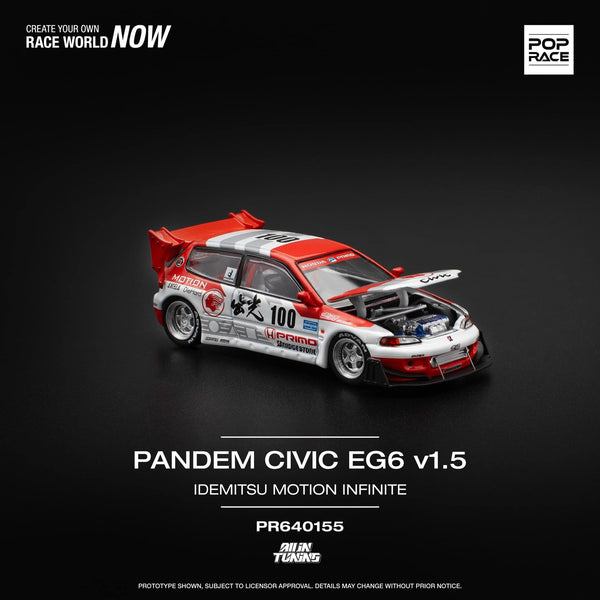 [POP RACE] 1:64 PANDEM Honda Civic EG6 V1.5 Idemitsu Motion Infinite & Nissan Skyline R34 Stagea (Simon Garage) - Foshan All in Tuning Exclusive