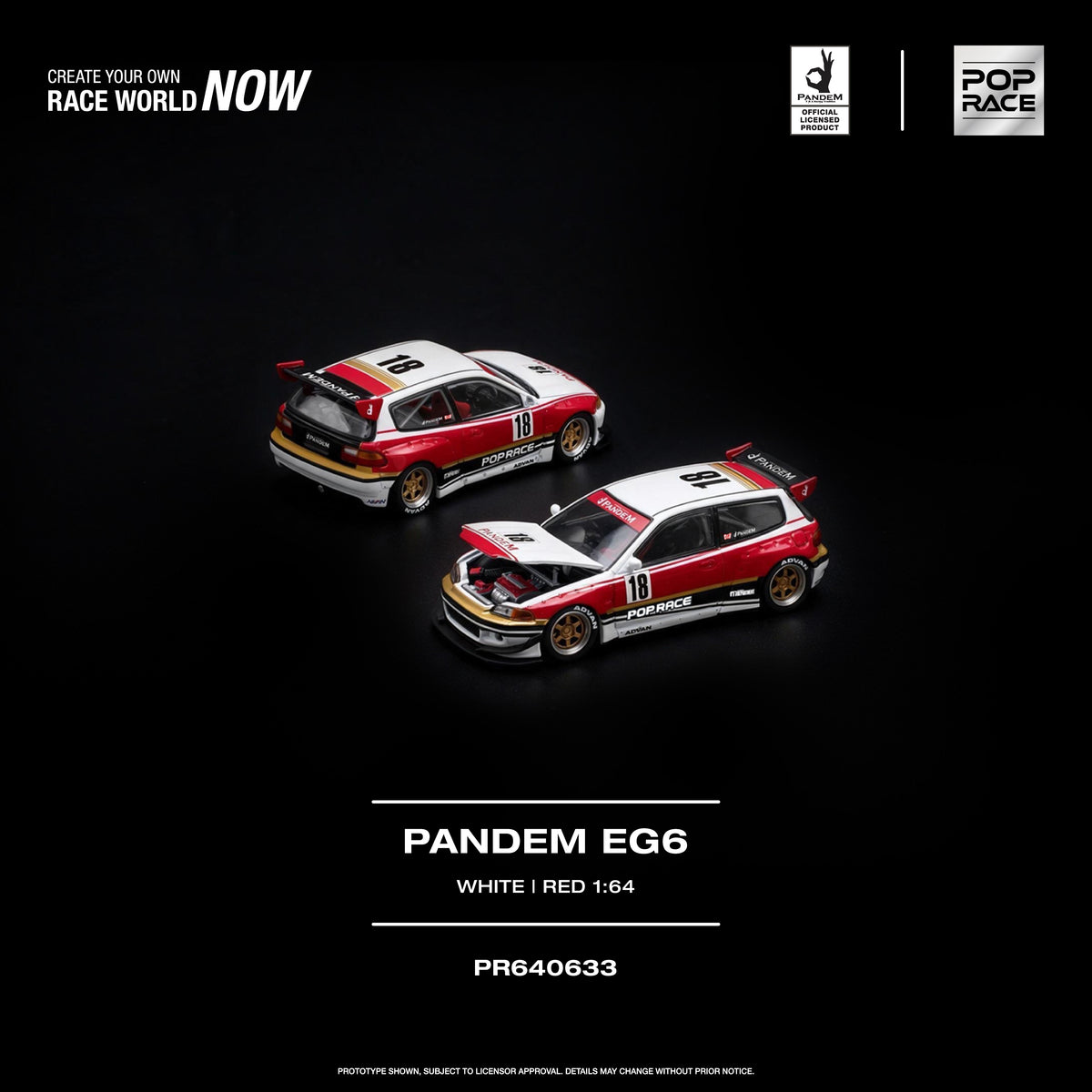[POP RACE] 1:64 Pandem EG6 White Red