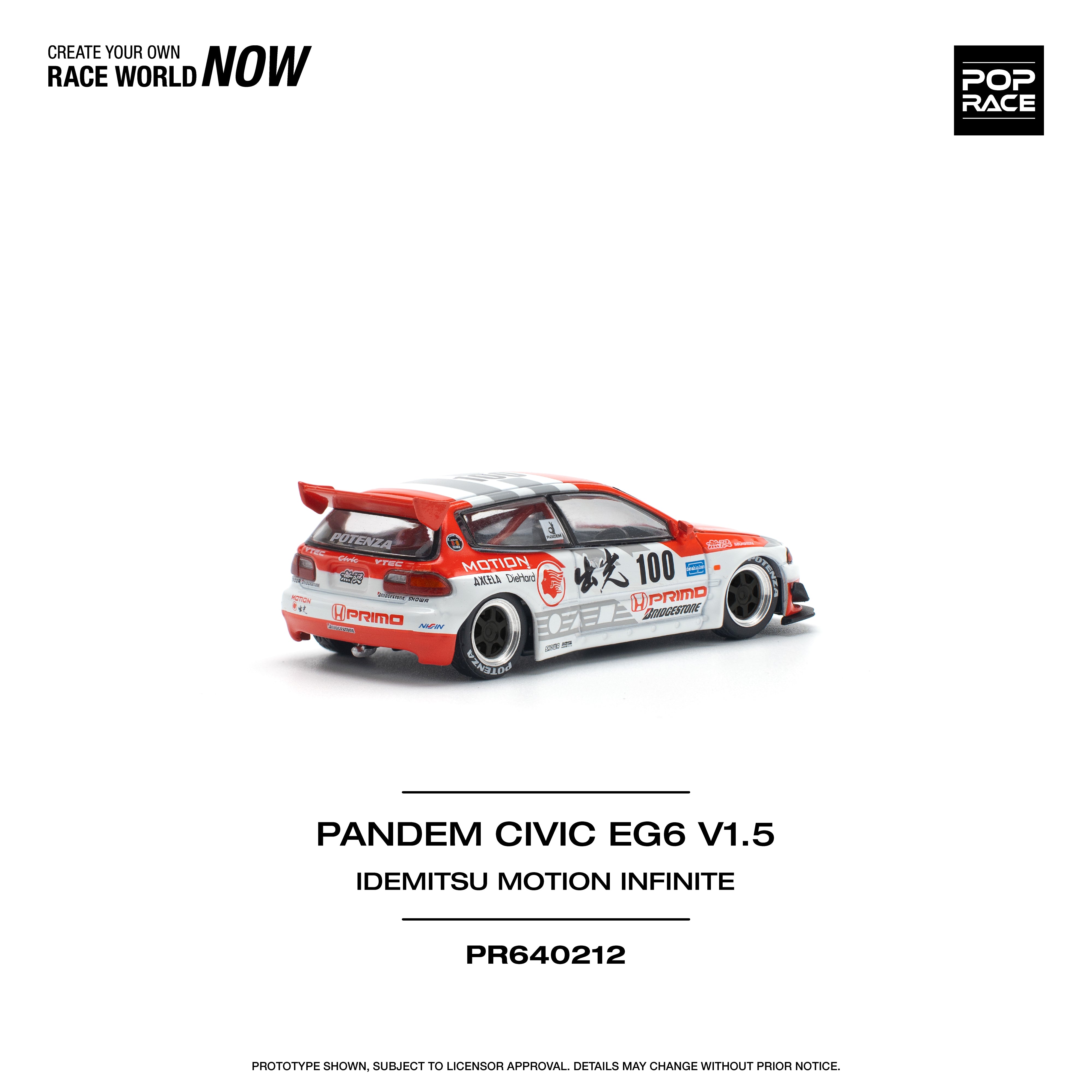 [POP RACE] 1:64 Pandem Civic EG6 V1.5 Idemitsu Motion Infinite