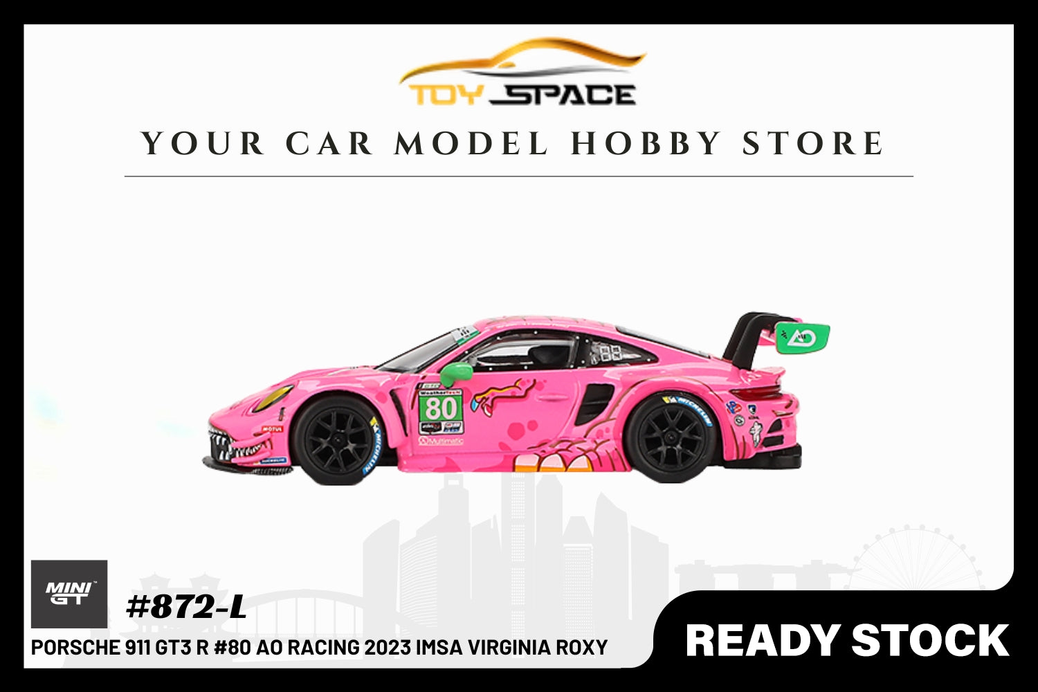 [MINI GT] Porsche 911 GT3 R #80 AO Racing 2023 IMSA VIRginia Roxy