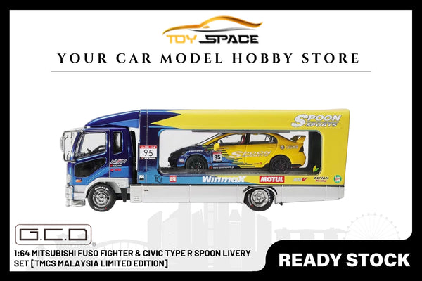 [GCD] 1:64 Mitsubishi Fuso Fighter & Civic Type R Spoon Livery Set [TMCS Malaysia Limited Edition]