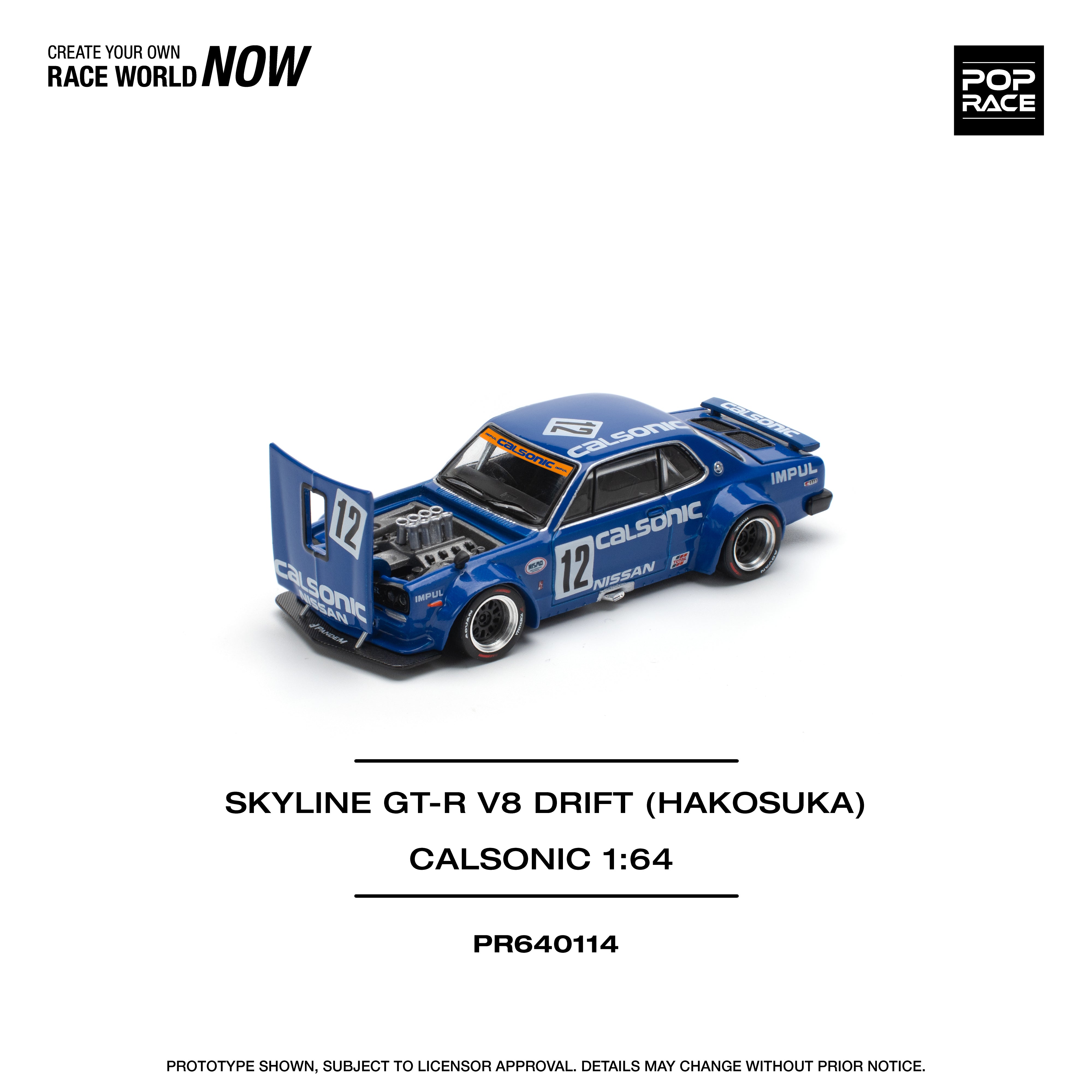 [POP RACE] 1:64 Skyline GT-R V8 Drift (Hakosuka) - Calsonic