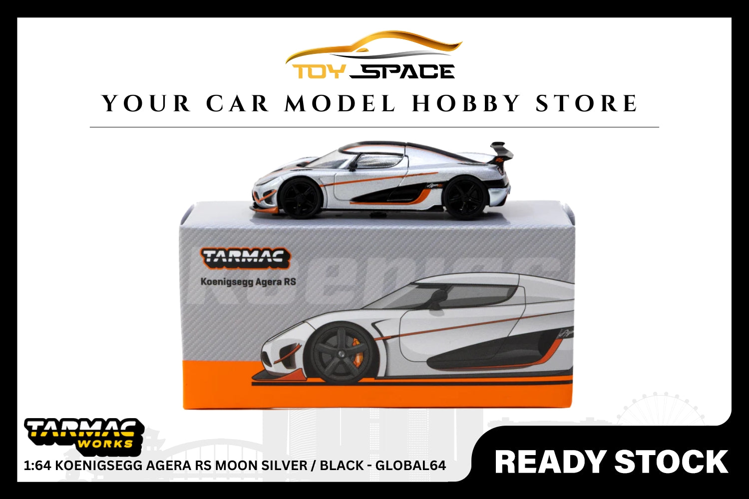 [TARMAC WORKS] 1:64 Koenigsegg Agera RS Moon Silver / Black - GLOBAL64