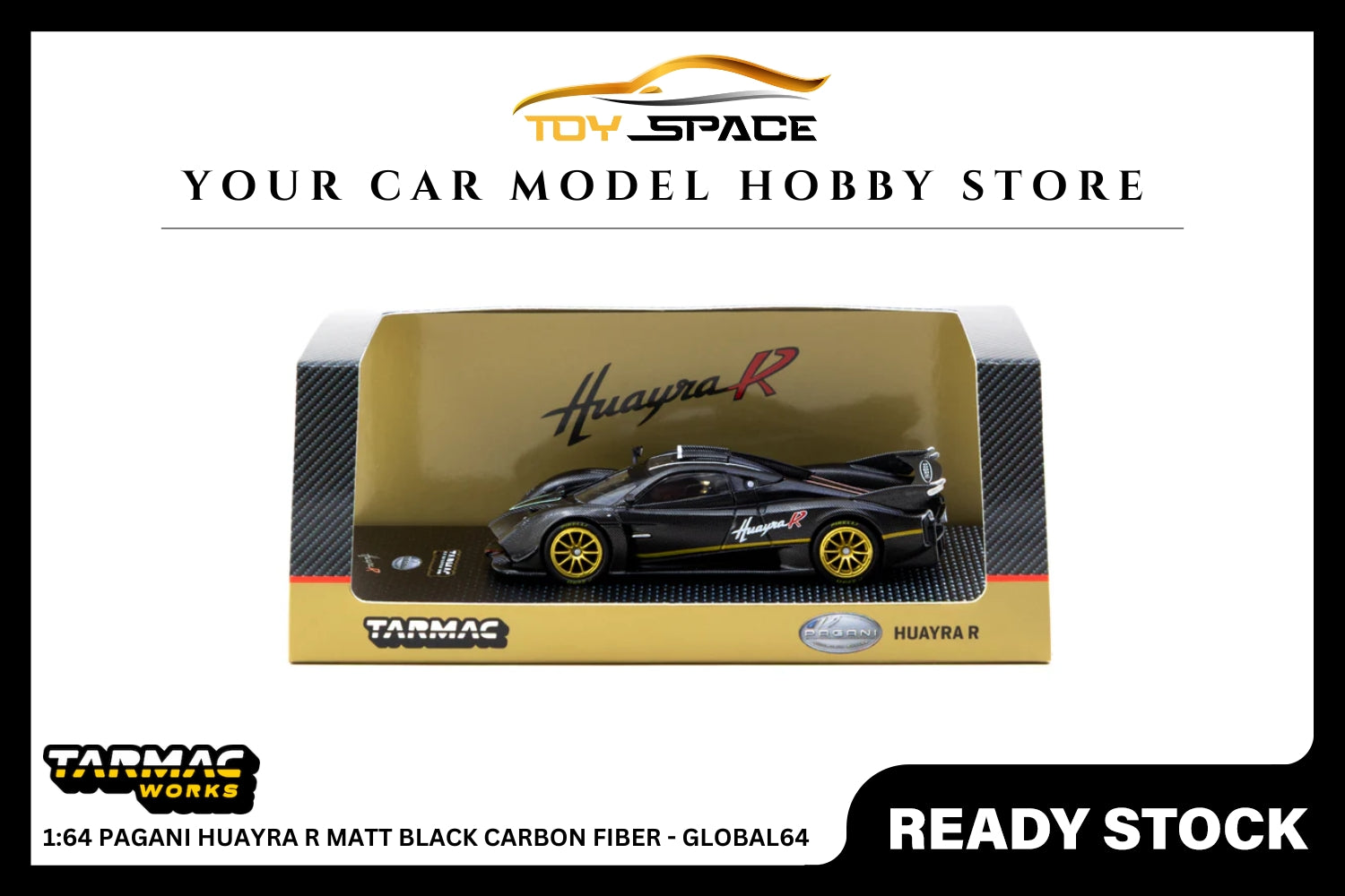 [TARMAC WORKS] 1:64 Pagani Huayra R Matt Black Carbon Fiber