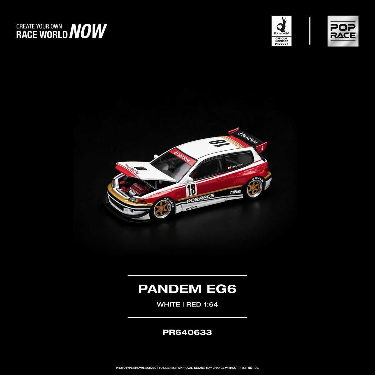[POP RACE] 1:64 Pandem EG6 White Red