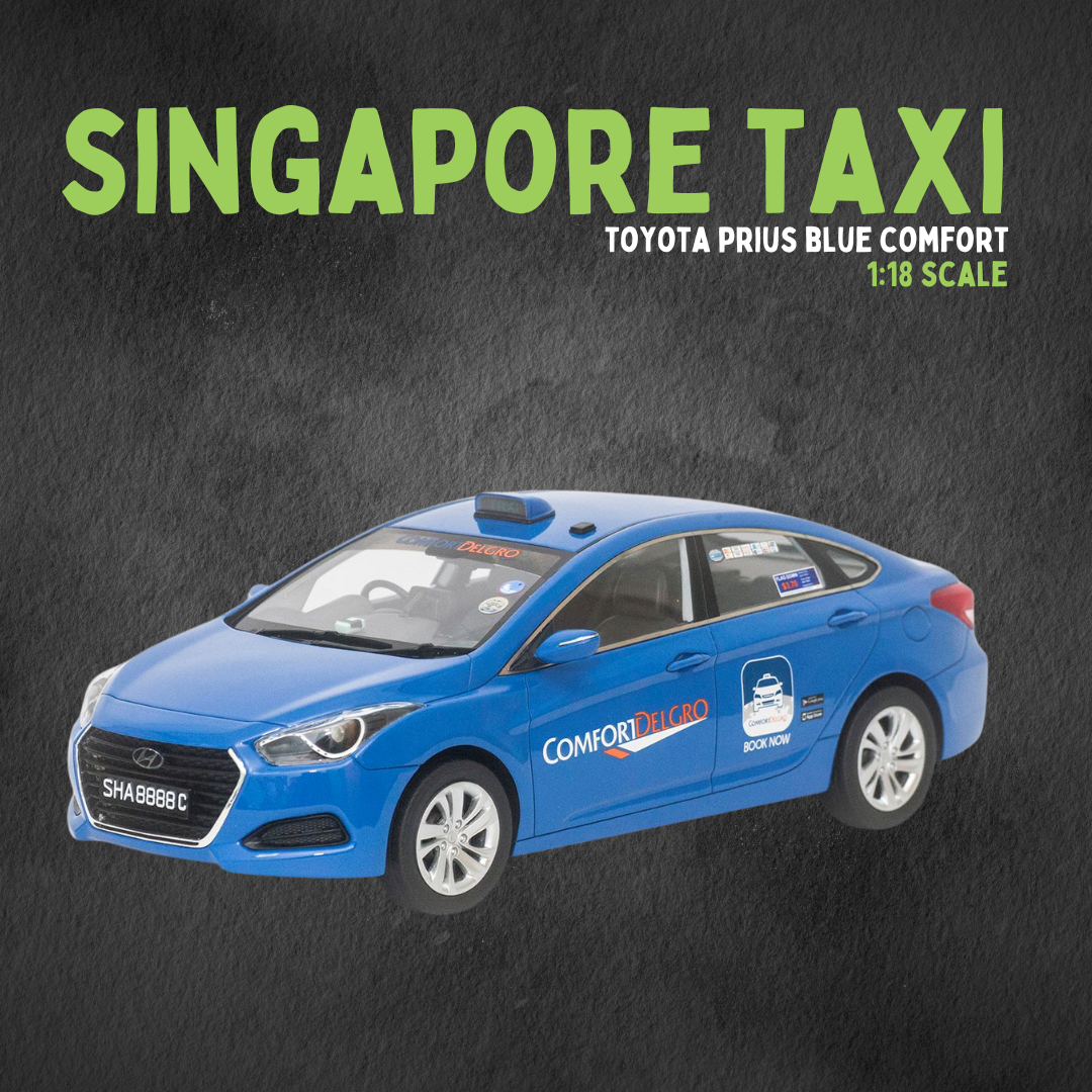 Singapore Taxi – Toyota Prius (Blue Comfort) 1:18 Scale Resin Model