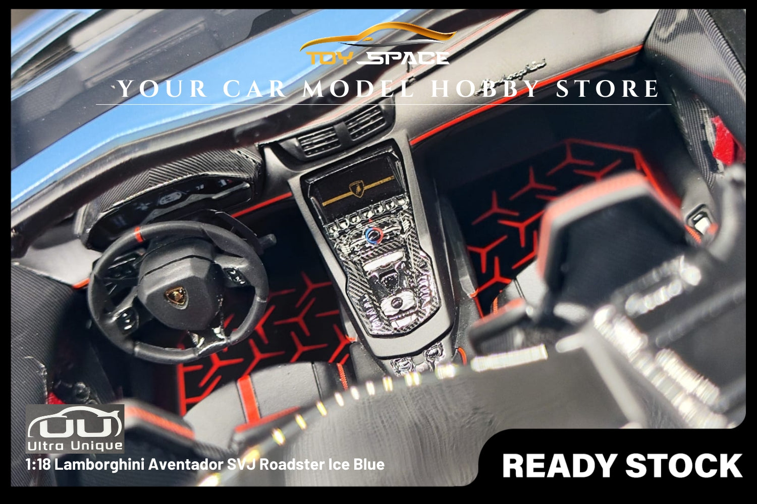[ULTRA UNIQUE] 1:18 Lamborghini Aventador SVJ Roadster Ice Blue