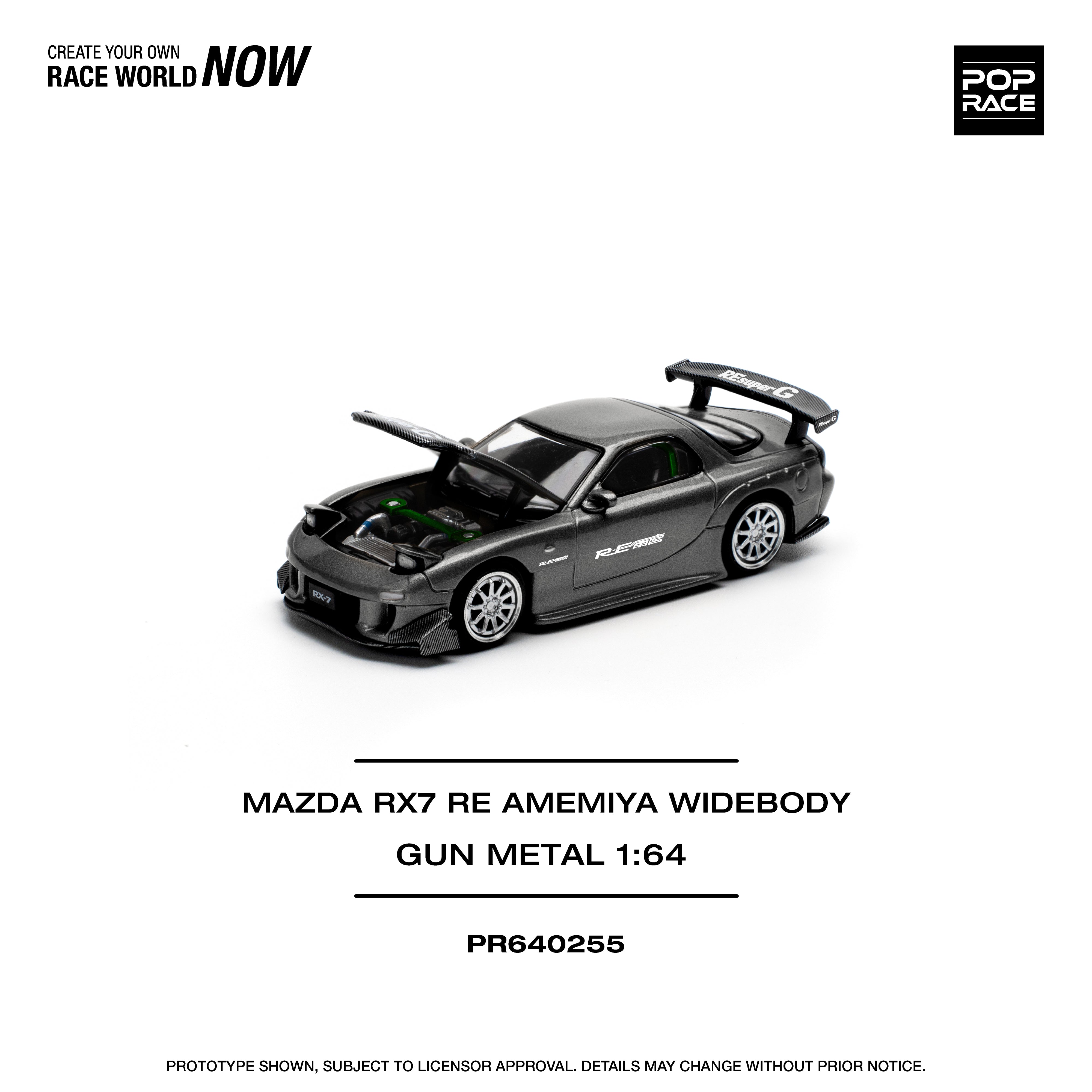 [POP RACE] 1:64 Mazda RX7 RE-Amemiya - Gun Metal