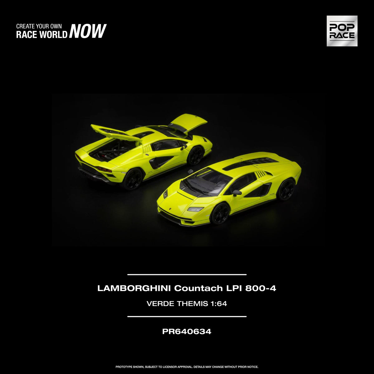 [POP RACE] 1:64 Lamborghini Countach LPI 800-4 Verde Themis - Toy Space Diecast Online Store Singapore